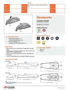 ARCH-S-PA2-110-730-U-T3-BK COOPER STREETWORKS Led Street #2