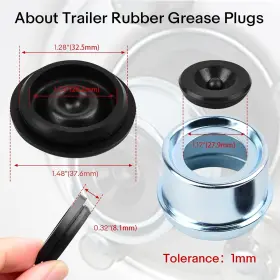 PT001-6PK CRUXER Trailer Dust Cap Rubber Grease Plugs Ru #2