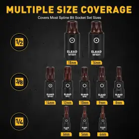 E70071 ELEAD Xzn Triple Square Spline Bit Impact Socket Set #2