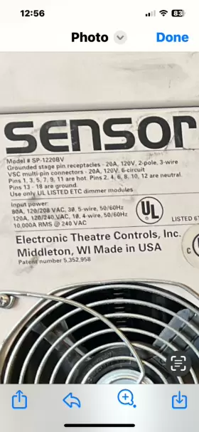 SP-1220BV ELECTRONIC THEATRE CONTROLS Sensor Rack Channel #3