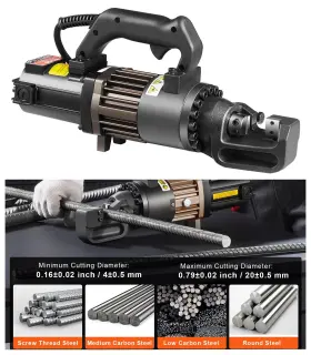 699905263629 ETSG Electric Hydraulic Rebar Cutter Cutting Up