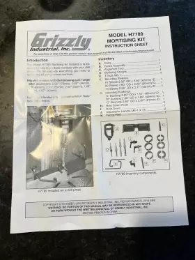 H7789 GRIZZLY Mortising Kit #2