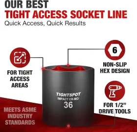 IS12S36MM6 JAEGER TOOLS Tightspot Shallow Impact Socket #2