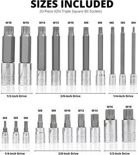 10057A NEIKO Xzn Triple Square Bit Set Spline Socket #3
