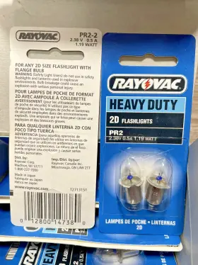PR2-2 RAYOVAC Pack Flashlight Bulbs #2