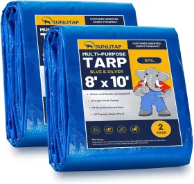 TARP0810BLSI-5MIL-2PACK SUNLITAP Pack Waterproof Tarps Mil