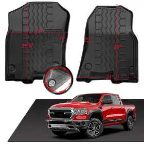 Torcia Enaots-tw00724201 2019-2024 Dodge Ram 1500 New Body Crew Cab Floor Mats 3d Custom Fit Tpe All-