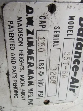 55T-BA ZIMMERMAN Balance Air Tool Balancer Beam Trolley #2