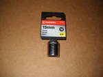 New Crescent 3/8 Inch Drive 15mm Metric 12 Point Regular Socket On Hanger. Fixed Price $5.00.