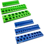 6 Pack Set Metric And Sae Magnetic Socket Tray Set, Green Blue Org.... Fixed Price $113.82.