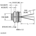 1pc Turck Rsfp 30-2m Connector, 7/8-16 Male Receptacle, 3 Wire, Panel Mount. Fixed Price $72.23.