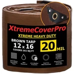 12' X 16' 20mil Brown Tarp Waterproof & Uv Protection Brass Grommets Reinforc.... Fixed Price $66.49.