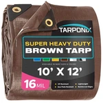 Super Heavy-duty Brown Tarp 10' X 12' 16 Mil Thick, All-weather Waterpro. Fixed Price $50.94.