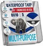 8x10 Tarp, Waterproof Plastic Poly 5.5 Mil Thick Tarpaulin With Metal Grommets. Fixed Price $18.72.