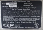 Cep 6506-gu Portable Power Distribution Unit Outdoor Use 120v/220v (3380711). Fixed Price $239.40.