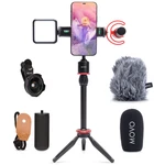 Movo Ivlog1 Smartphone Video Kit With Shotgun Mic, Light, Lens, Tripod, & More. Fixed Price $139.95.