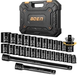 Boen 3/8" Drive Impact Socket Set, 29 Piece Shallow 29pcs Sae3/8" To 1" + Metric. Fixed Price $36.99.