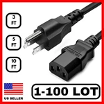 Lot Of 3 Prong Ac Power Cord Standard Electrical Cable Universal 3ft 5ft 10ft. Fixed Price $119.99.