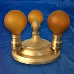 Antique 3 Light Flush Mount Fixture Yellow & Red Brass Wired Hubbell 47e. Fixed Price $297.50.