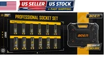 12-piece Boen 1/2" Drive Deep Impact Socket Set, Metric Sockets (8-19mm). Fixed Price $36.00.