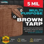 Tarponix 9'x12' Brown Poly Tarp, 5 Mil Lightweight Waterproof Cover. Fixed Price $27.99.