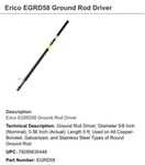 Eritech Erico Egrd58 Ground Rod Driver 5/8" Max Dia. Fixed Price $425.00.