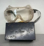 Vtg Willson Safety Goggles Black Metal Tin Storage Box Container Wilson. Fixed Price $13.75.