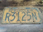 Pennsylvania Penna Keystone State License Plate Tag Truck 1957 1958 R 3125 N. Fixed Price $12.99.