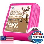 Starpyng-12 Mil Pink/silver 20x20 Feet Tarp-heavy Duty Poly Tarp-cover,waterproo. Fixed Price $94.87.