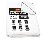 10'x12' White Canvas Tarp 12oz - Water Resistant & Breathable Heavy Duty Tarps. Fixed Price $53.99.