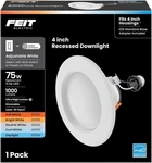 Enhance 4in Led Recessed Downlight, 75w Equivalent, 1000 Lumens, Dimmable, Adjus. Fixed Price $20.99.