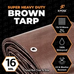 Xpose 15' X 40' Super Heavy Duty 16 Mil Brown Poly Tarp Cover - New In Bag. Fixed Price $95.00.