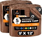 Multipurpose Protective Cover Brown Poly Tarp 9' X 12' (2-pack) - Durable, Water. Fixed Price $46.99.
