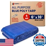 Tarpsnow Tarps Now 6x16 Ft Heavy Duty Plastic Tarp Blue Poly 6 Mil. Fixed Price $37.08.