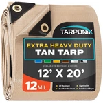 12' X 20' Extra Heavy-duty Tan Poly Tarp 12 Mil Thick, Waterproof, Uv-re. Fixed Price $62.97.