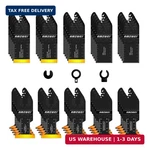Amzwei 50pcs Titanium Oscillating Tool Blades, Curved Edge Saw Blade. Fixed Price $43.86.