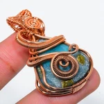 Republic Larimar Gemstone Handmade Copper Wire Wrap Pendant Size 2 Inch. Fixed Price $12.99.