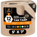 Heavy Duty Tan Poly Tarp 5' X 7' - Multipurpose Protective Cover Durable, W.... Fixed Price $26.50.