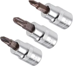 Phillips Bit Socket Set, Ph1 - Ph3 3/8" Drive, S2 Steel Heat One Size. Fixed Price $19.99.