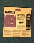 Dewalt Dw4309 5" 6 Hole 80 Grit Hook And Loop Random Orbit Sandpaper, 25 Pack. Fixed Price $9.99.