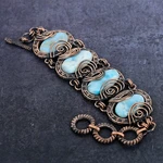 Republic Larimar Gemstone Copper Wire Wrap Bracelet 7-8" X-mas Gift N427. Fixed Price $24.99.