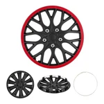 Set Of 4 Hubcaps Wheel Cover Black Red Universal, Fits Steel Wheels, Tapas Pa.... Fixed Price $101.18.