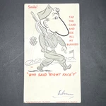 Vtg 1940s Wwii Mechanical Chain Nose Mov-i-graff Card Cartoon American Soldier. Fixed Price $42.00.