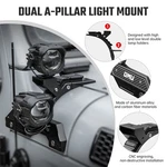 2pcs A-pillar Light System Mount For 2018-2026 Jeep Jl/ Gladiator Jt Off-road. Fixed Price $259.99.