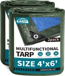 4x6 Feet Green Tarp Waterproof (2 Pack) Small Tarps Multipurpose Protective Cove. Fixed Price $25.93.