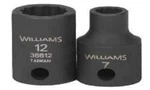 3/8" Drive Shallow Impact Sockets,12 Point, Metric, Black Finish, Williams. Fixed Price $10.51.