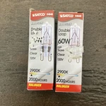 Lot Of 2 Satco S4648 120v 60 Watt T4 G9 Base Light Bulbs Clear Double Loop 820l. Fixed Price $10.99.