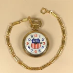 Union Pacific Great American Railroads Gold Chain Mechanical Wind Pocket Watch. Fixed Price $199.95.