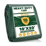 Kesfitt 16 Mil Heavy Duty Waterproof Tarp With Metal Grommets, Dark Green & B.... Fixed Price $36.95.