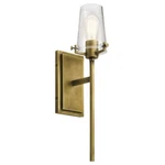 Kichler Alton Wall Sconce 1lt, Natural Brass, Clear Seeded - 45295nbr. Fixed Price $179.99.